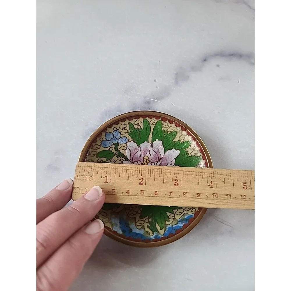 Vintage Cloisonne Floral Saucer Plate
